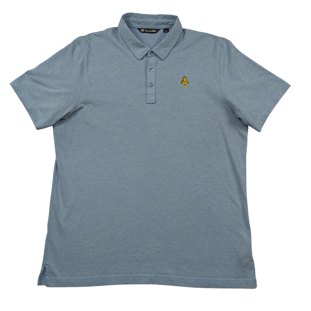 Travis Mathew Mens XL Blue Pima Cotton Blend Short Sleeve Polo Shirt 1897 Bell